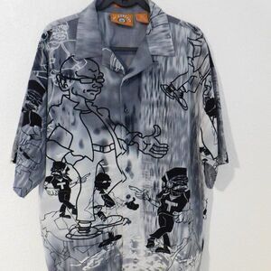 No Contest Shirt Men's Gray White Cool Man Button Up Short Sleeve XL